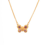 Load image into Gallery viewer, Butterfly Necklace 4 Stone 24K Gold Vermeil
