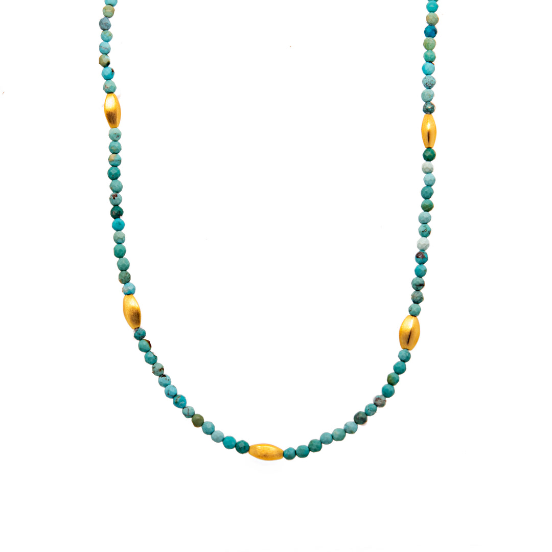 Bliss 2 mm Gemstone Necklace Collection in 24K Gold Vermeil Turquoise