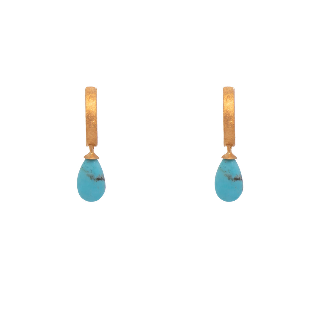 Huggie Flat Hoop Drop Earrings Collection in 24K Fair Trade Gold Vermeil