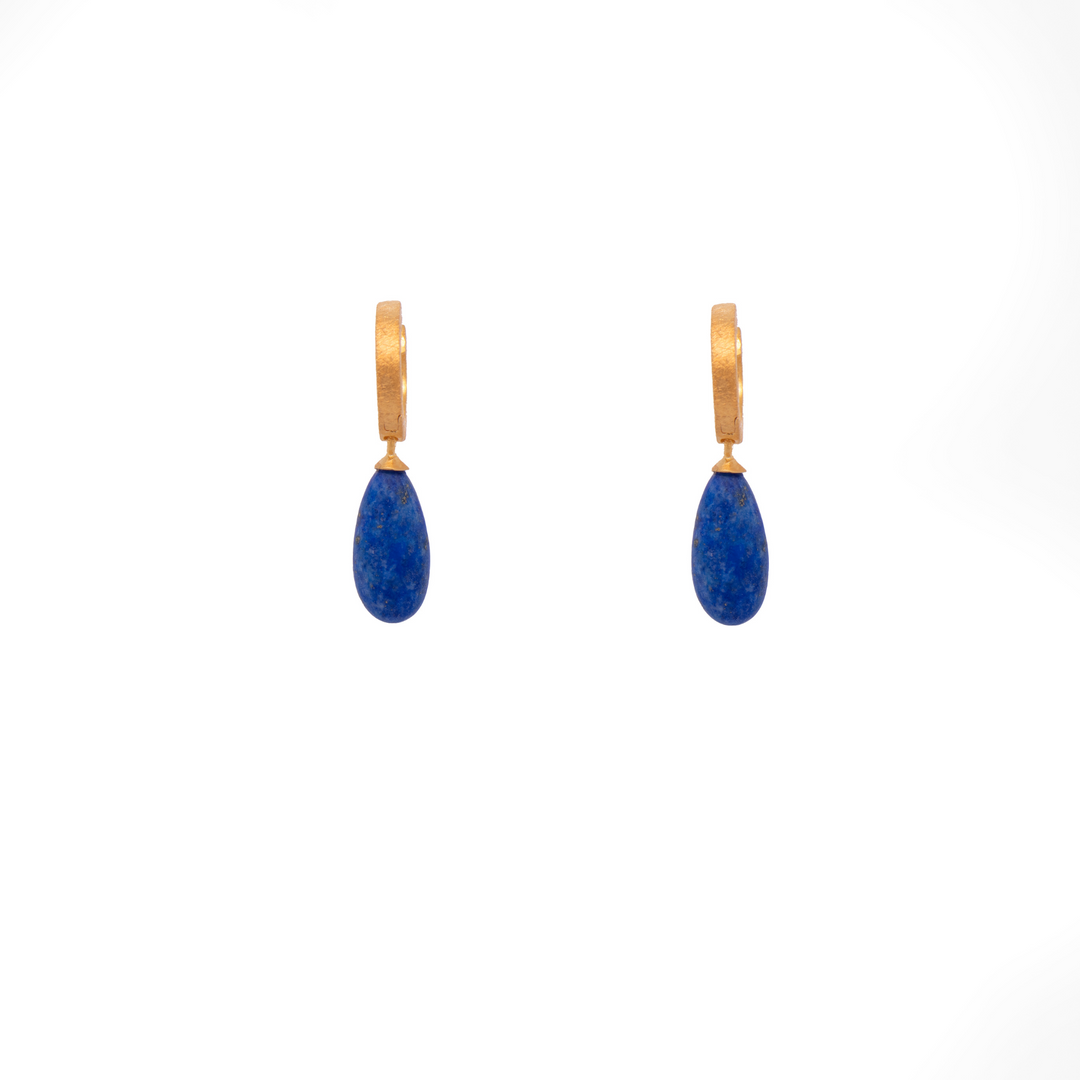 Huggie Flat Hoop Drop Earrings Collection in 24K Fair Trade Gold Vermeil