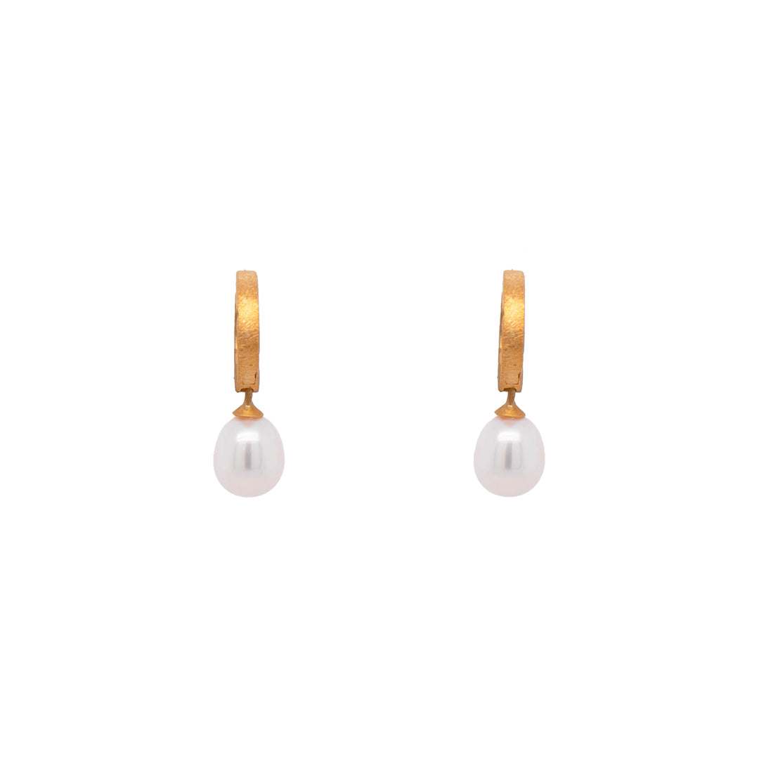 Huggie Flat Hoop Drop Earrings Collection in 24K Fair Trade Gold Vermeil