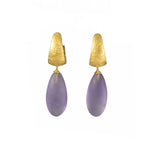 Load image into Gallery viewer, HUGGIE EARRINGS WITH A  MATTE AMETHYST DROP FAIR TRADE 24K GOLD VERMEIL - Joyla Jewelry
