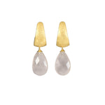 Load image into Gallery viewer, HUGGIE EARRINGS WITH A FACETED ROSE QUARTZ DROP FAIR TRADE 24K GOLD VERMEIL - Joyla Jewelry

