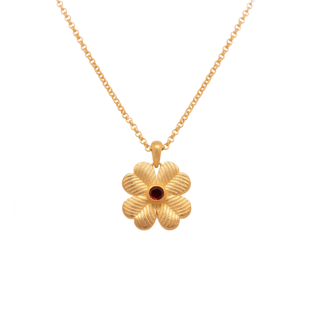 Lucky Clover Reversible Pendant Necklace 24K Gold Vermeil