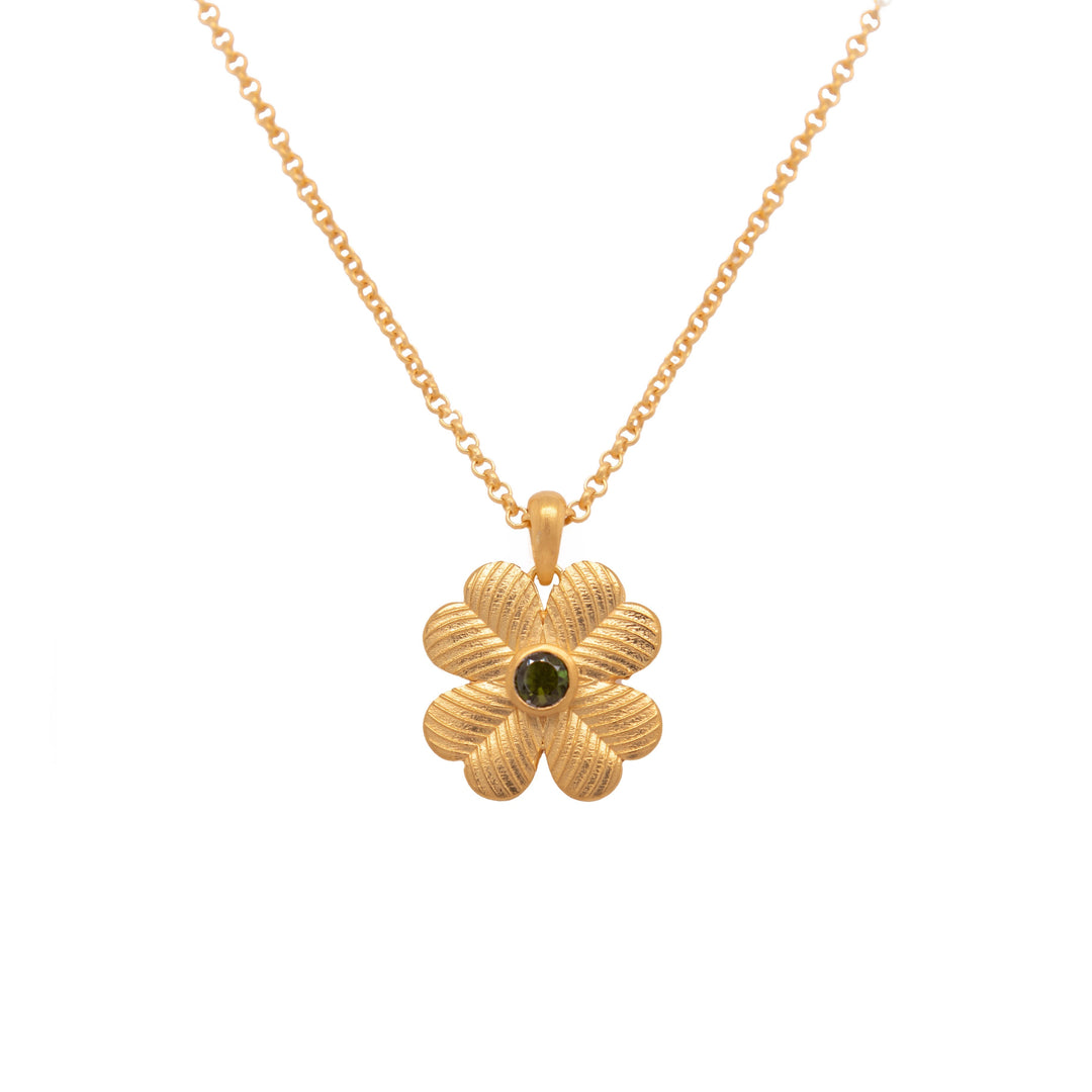 Lucky Clover Reversible Pendant Necklace 24K Gold Vermeil