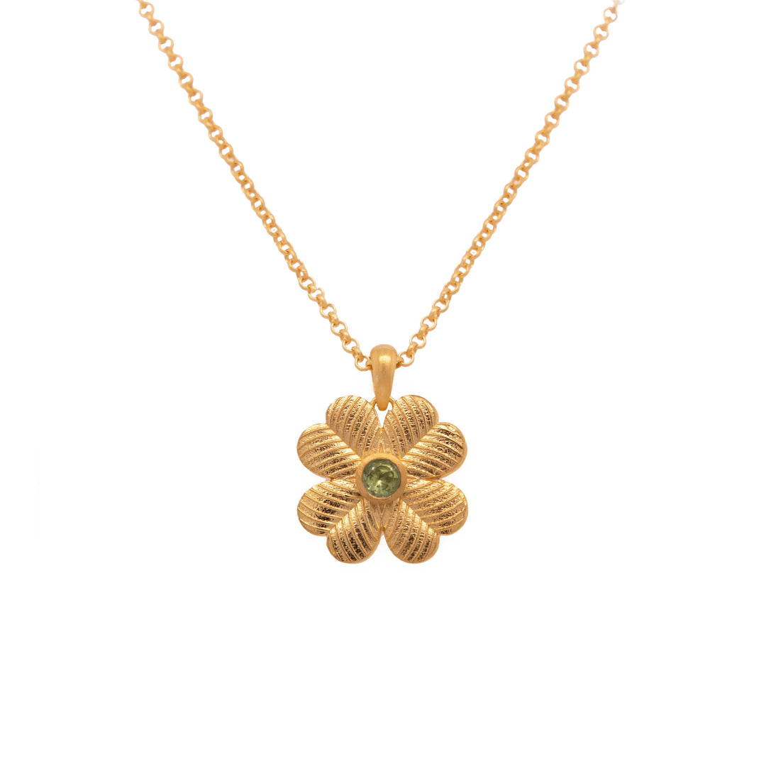 Lucky Clover Reversible Pendant Necklace 24K Gold Vermeil