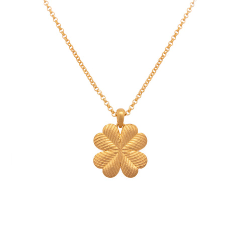 Lucky Clover Peridot Reversible Pendant Necklace 24K Gold Vermeil