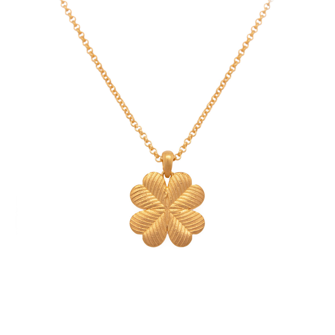 Lucky Clover Reversible Pendant Necklace 24K Gold Vermeil