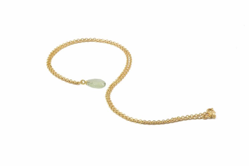 FACETED PREHNITE DROP NECKLACE FAIR TRADE 24K GOLD VERMEIL - Joyla Jewelry