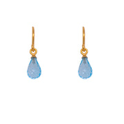 French Wire Earrings Faceted Briolette 24K Fair Trade Gold Vermeil Blue Topaz