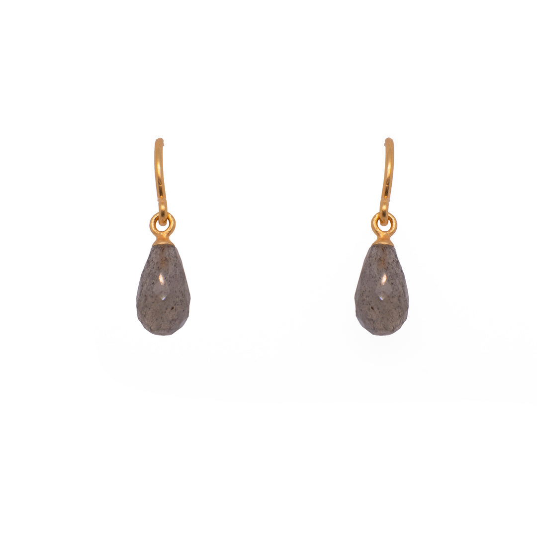French Wire Earrings Faceted Briolette 24K Fair Trade Gold Vermeil Labradorite