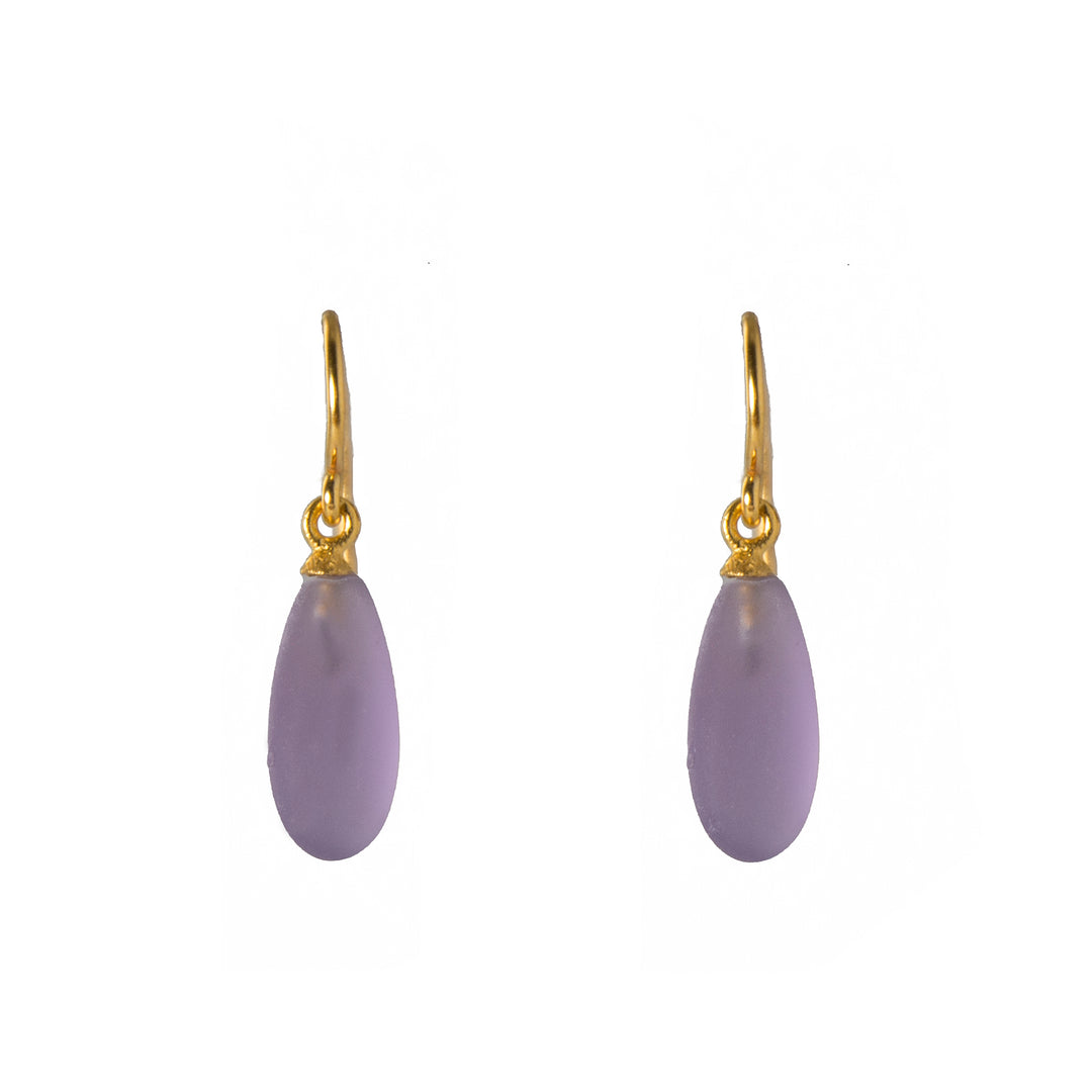 French Wire Matte Drop Earrings in 24K Fair Trade Gold Vermeil Amethyst Matte