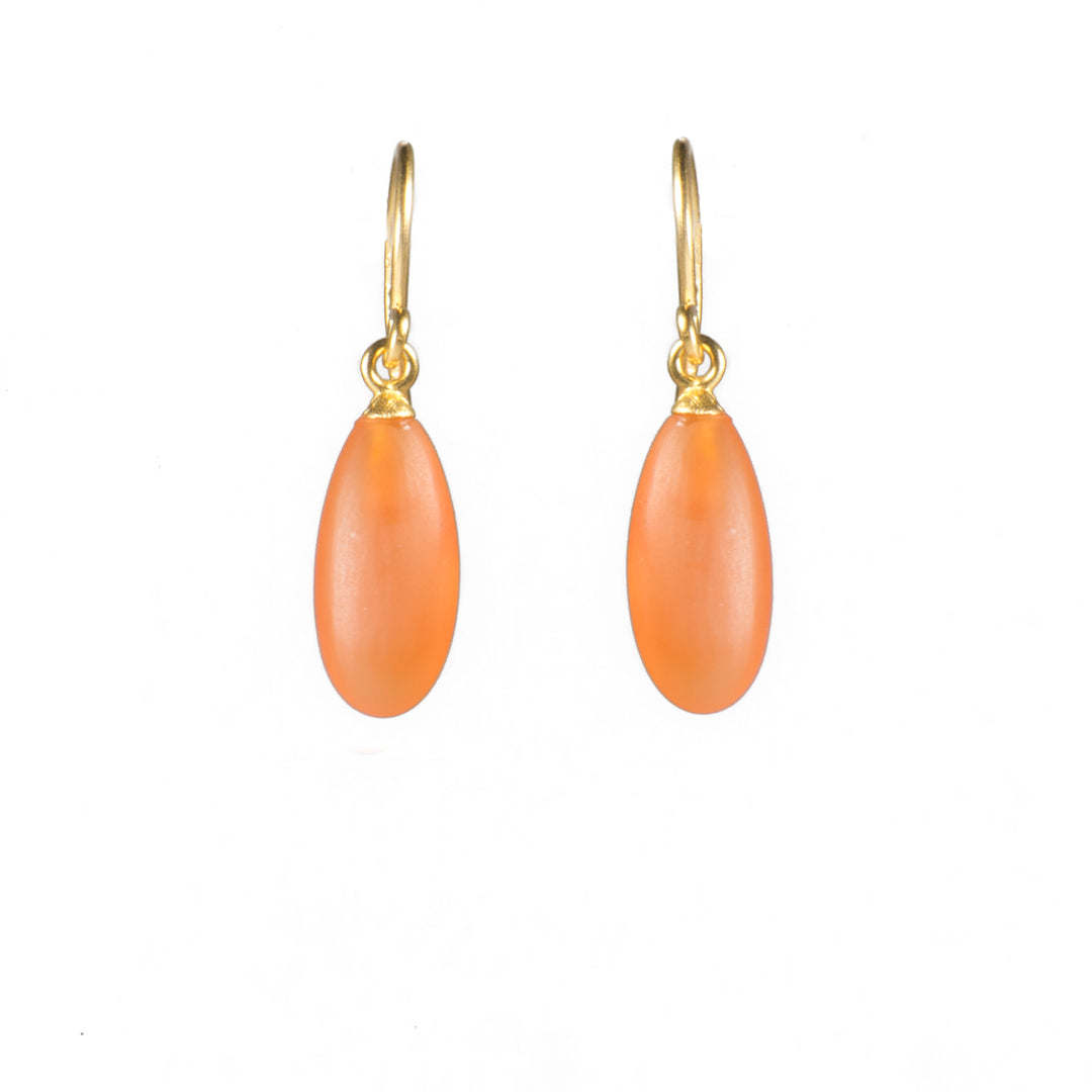 French Wire Matte Drop Earrings in 24K Fair Trade Gold Vermeil Carnelian Matte