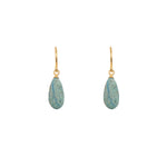 Load image into Gallery viewer, French Wire Matte Drop Earrings in 24K Fair Trade Gold Vermeil Chrysocolla Matte