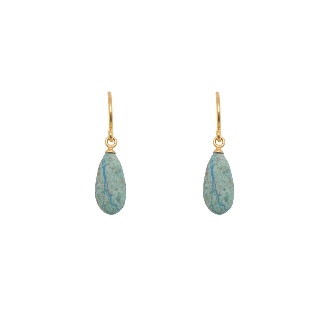 French Wire Matte Drop Earrings in 24K Fair Trade Gold Vermeil Chrysocolla Matte