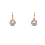 Load image into Gallery viewer, French Wire Grey Pearl Earrings 24K Fair Trade Gold Vermeil