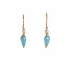 Load image into Gallery viewer, WHITE PEARL AND FACETED TURQUOISE FRENCH WIRE EARRINGS FAIR TRADE 24K GOLD VERMEIL - Joyla Jewelry