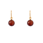 Load image into Gallery viewer, French Wire Garnet Coin Earrings 24K Fair Trade Gold Vermeil