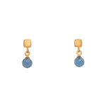 Load image into Gallery viewer, Globe Drop Gem with Cube Post Earrings in 24K Fair Trade Gold Vermeil