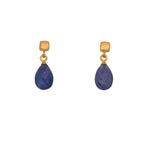 Load image into Gallery viewer, Drop Faceted Gem with Cube Post Earrings Fair Trade 24k Gold Vermeil Collection