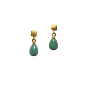 Drop Polished Gem Cube Post Earrings in 24k Gold Vermeil Turquoise