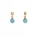 Load image into Gallery viewer, CUBE ROUND FACETED TURQUOISE EARRINGS FAIR TRADE GOLD VERMEIL - Joyla Jewelry
