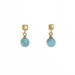 Load image into Gallery viewer, CUBE ROUND FACETED TURQUOISE EARRINGS FAIR TRADE GOLD VERMEIL - Joyla Jewelry