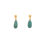 Load image into Gallery viewer, Drop Matte Gem with Cube Post Earrings in Fair Trade 24k Gold Vermeil