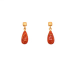 Load image into Gallery viewer, Drop Matte Gem with Cube Post Earrings in Fair Trade 24k Gold Vermeil