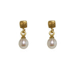 Load image into Gallery viewer, CUBE WHITE PEARL  EARRINGS FAIR TRADE 24K GOLD VERMEIL - Joyla Jewelry