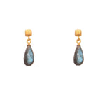 Load image into Gallery viewer, Drop Briolette Gem and Cube Post Earrings in 24K Fair Trade Gold Vermeil