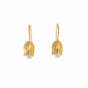 Tulip Pearl French Wire Earrings 24K Fair Trade Gold Vermeil
