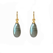 French Wire Labradorite Polished Earrings 24K Fair Trade Gold Vermeil