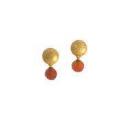 Moon Round Faceted Gem Earrings 24K Fair Trade Gold Vermeil Garnet