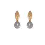 Load image into Gallery viewer, LEAF GREY PEARL FAIR TRADE 24K GOLD VERMEIL - Joyla Jewelry