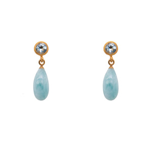 EARRINGS-TOPAZ, LARIMAR 24K FAIR TRADE GOLD VERMEIL