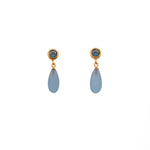 Load image into Gallery viewer, Drop and Stud Earrings Collection with Gemstone Variations Fair Trade 24K Gold Vermeil London Blue Topaz / Aquamarine 15 mm