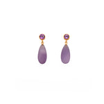 Load image into Gallery viewer, Drop and Stud Earrings Collection with Gemstone Variations Fair Trade 24K Gold Vermeil Amethyst / Amethyst Matte 20 mm