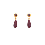 Drop and Stud Earrings Collection with Gemstone Variations Fair Trade 24K Gold Vermeil Garnet / Garnet 15 mm