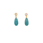 Load image into Gallery viewer, Drop and Stud Earrings Collection with Gemstone Variations Fair Trade 24K Gold Vermeil Rainbow Moonstone / Amazonite Matte 15 mm