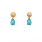 Load image into Gallery viewer, 24K Gold Vermeil Turquoise Pearl Drop Earrings