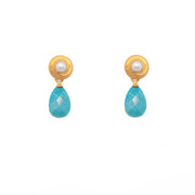 24K Gold Vermeil Turquoise Pearl Drop Earrings