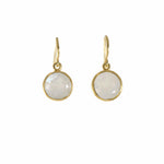 Load image into Gallery viewer, FACETED ROUND RAINBOW MOONSTONE EARRINGS FAIR TRADE 24K GOLD VERMEIL - Joyla Jewelry
