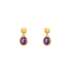 Load image into Gallery viewer, Bezel Oval Drop Earrings 24K Fair Trade Gold Vermeil Collection
