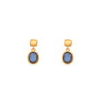 Load image into Gallery viewer, Bezel Oval Drop Earrings 24K Fair Trade Gold Vermeil Collection
