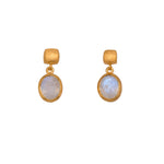 Load image into Gallery viewer, Bezel Oval Drop Earrings 24K Fair Trade Gold Vermeil Collection
