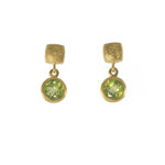 Load image into Gallery viewer, CUBE ROUND PERIDOT EARRINGS FAIR TRADE 24K GOLD VERMEIL - Joyla Jewelry