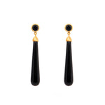 Load image into Gallery viewer, Signature Long Drop Cabochon Earrings 24K Gold Vermeil