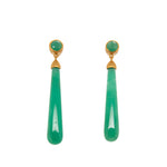 Load image into Gallery viewer, Signature Long Drop Cabochon Earrings 24K Gold Vermeil Chrysoprase