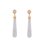 Load image into Gallery viewer, Signature Long Drop Cabochon Earrings 24K Gold Vermeil